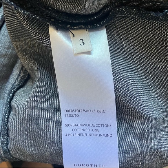 Dorothee Schumacher Denim Blue Linen/Cotton Raw Hem Patchwork Midi Dress size 3 - Picture 11 of 11